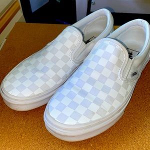 White Checkered Slip-On Vans